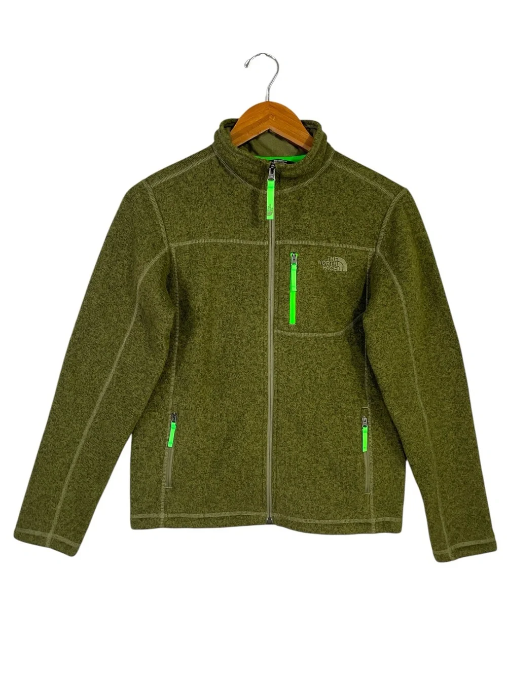 The North Face Boys Heather Green Zip Front Jacket Size Large